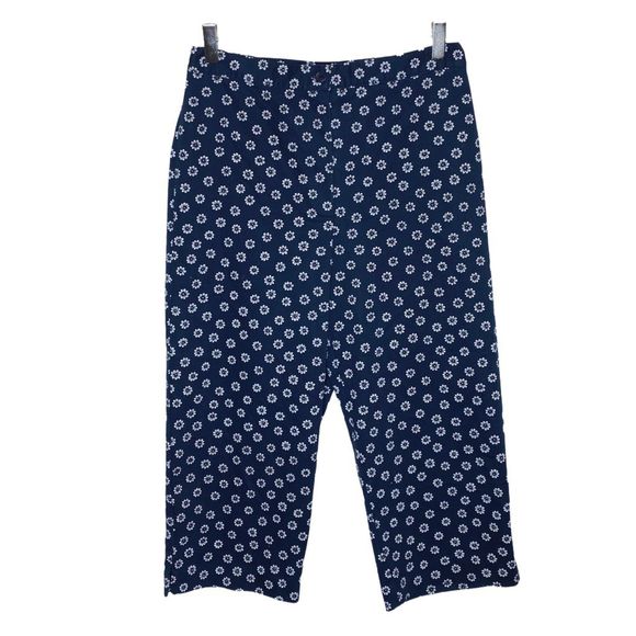 Alfred Dunner Petite Navy Blue Floral Cropped Pants - Size 10P - Picture 1 of 5